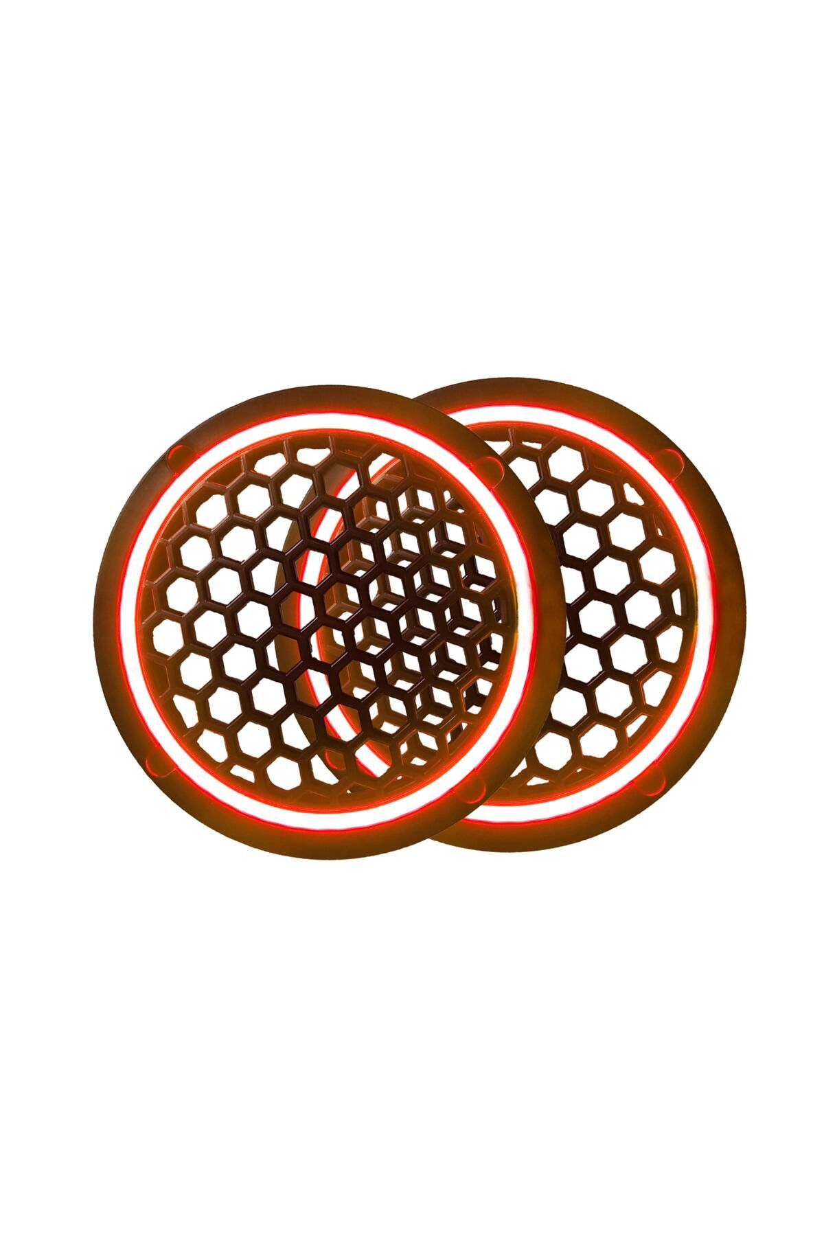 Neon Işıklı 16 cm Hoparlör ve Midrange Kapağı - 2 Adet - Kırmızı