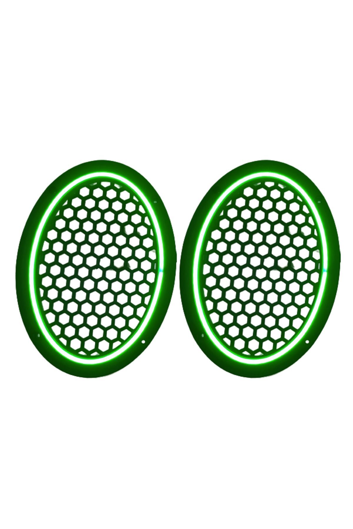 Damla Oval Neon Led Işıklı Midrange Hoparlör Kapağı Çiftli (2ADET) Yeşil