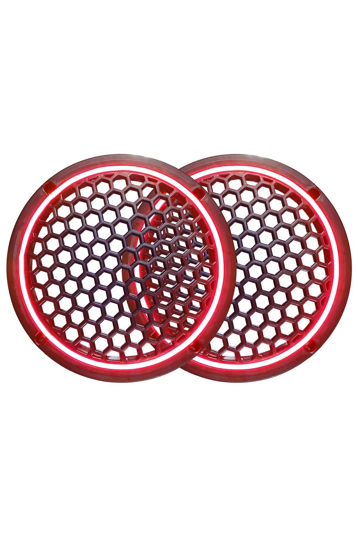 Neon Işıklı 20 cm Hoparlör ve Midrange Kapağı - 2 Adet - Kırmızı