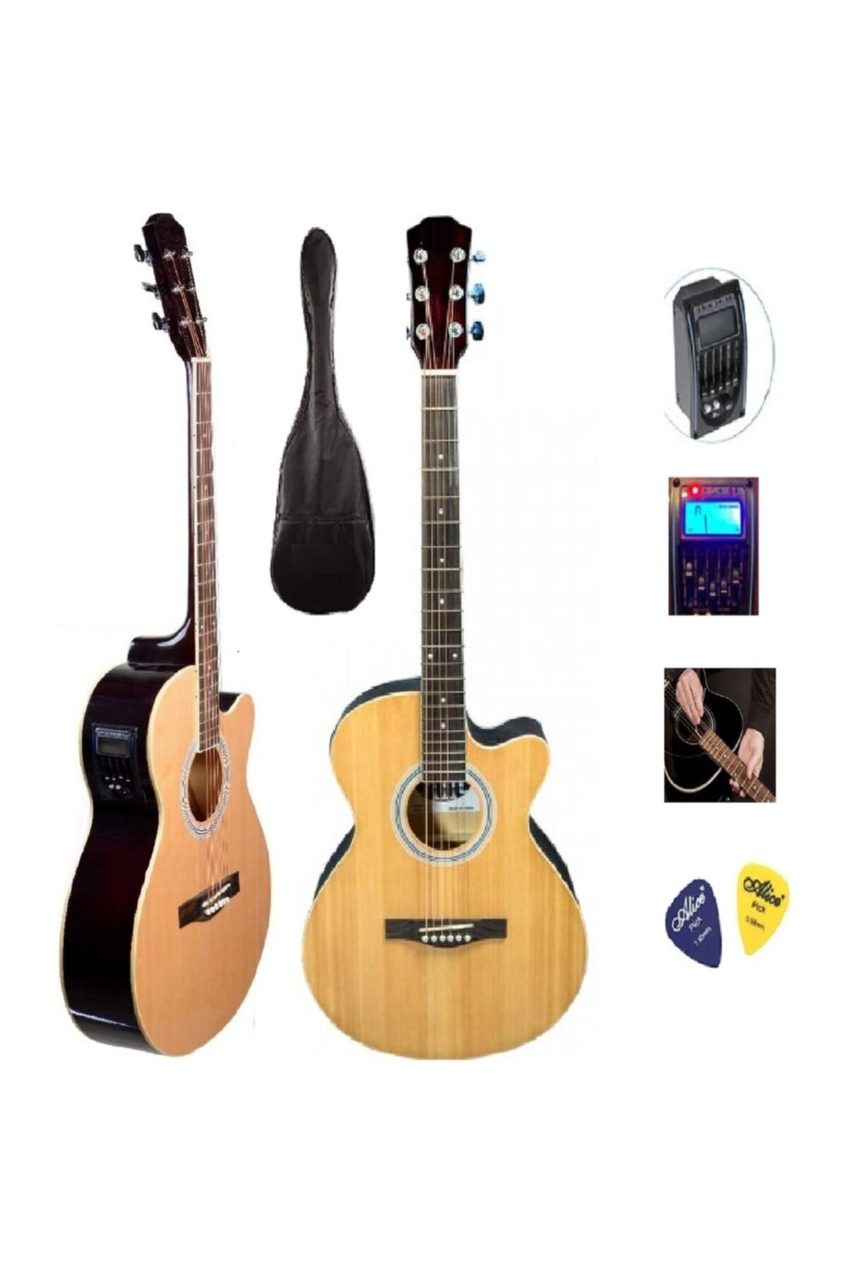 Winzz Elektro Natural Akustik Gitar ( 5 Band Lcd Ekran Ekolayzer )