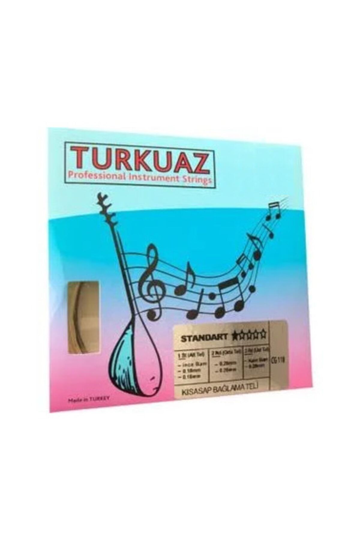 -turkuaz Cg118 0.18 Çelik + Bamlı Takım Tel Kısa Sap Bağlama Teli 018