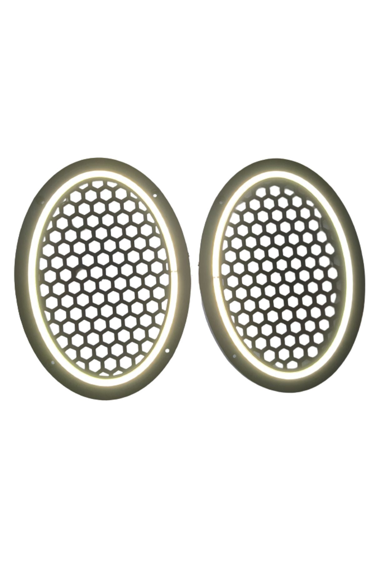 Damla Oval Neon Led Işıklı Midrange Hoparlör Kapağı Beyaz