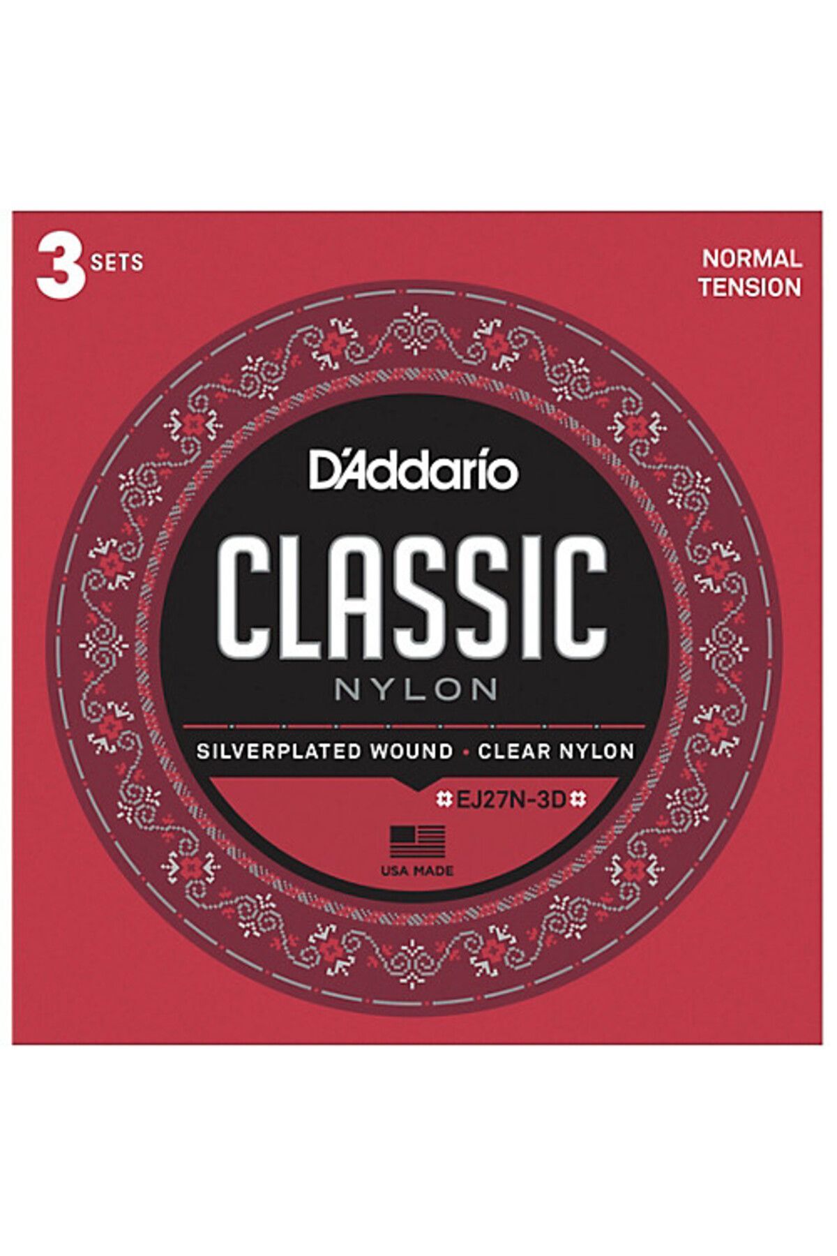 Ej27n-3d Klasik Gitar Tel Seti (4/4), 3lü Paket Classıc Guıtar, 3 Set Value Normal Tensıon
